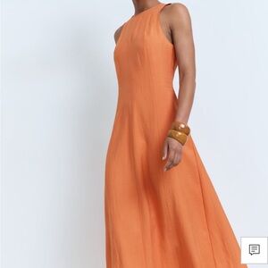 Mango Sleeveless Orange Maxi Dress